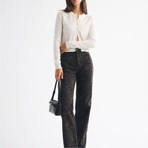 Abercrombie & Fitch Brown Leopard Print Flare Jeans